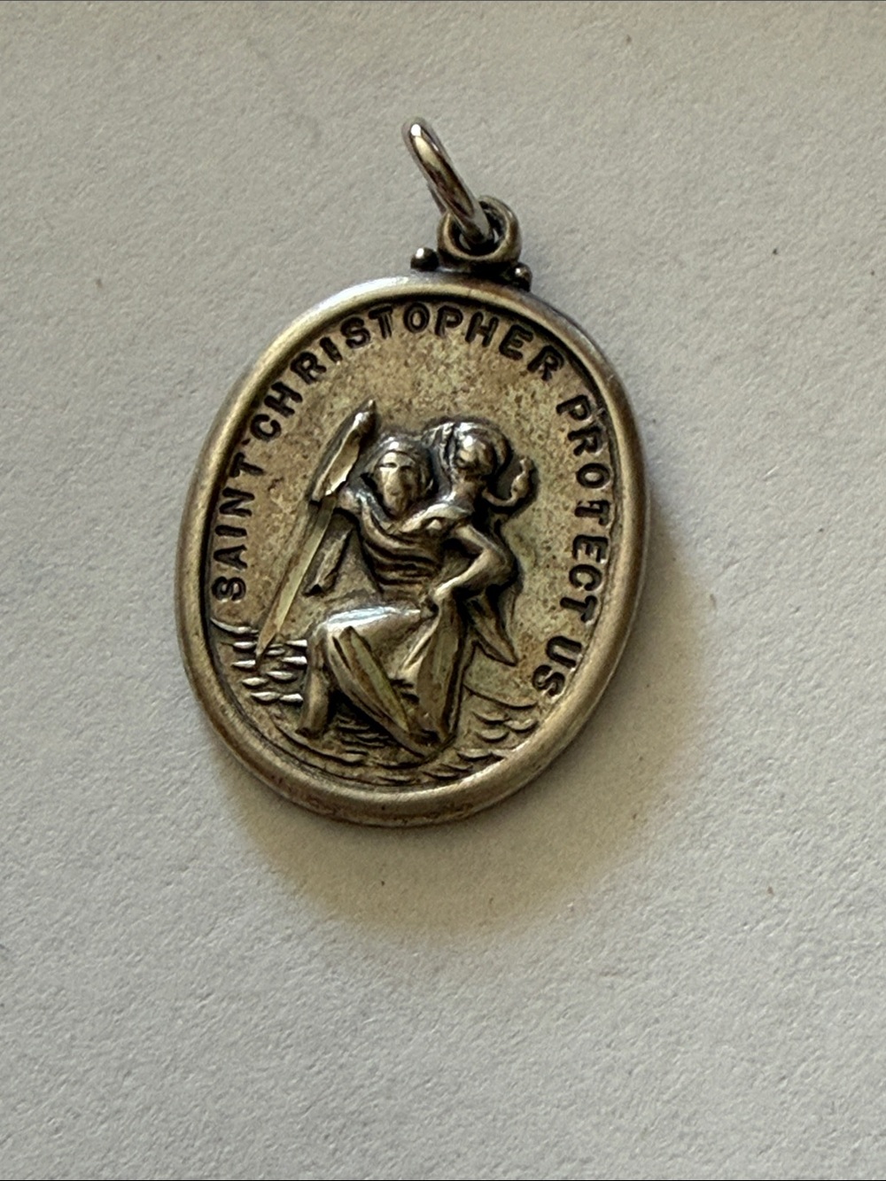 Sterling Silver Saint Christopher Religious Charm Pendant Vintage by Theda
